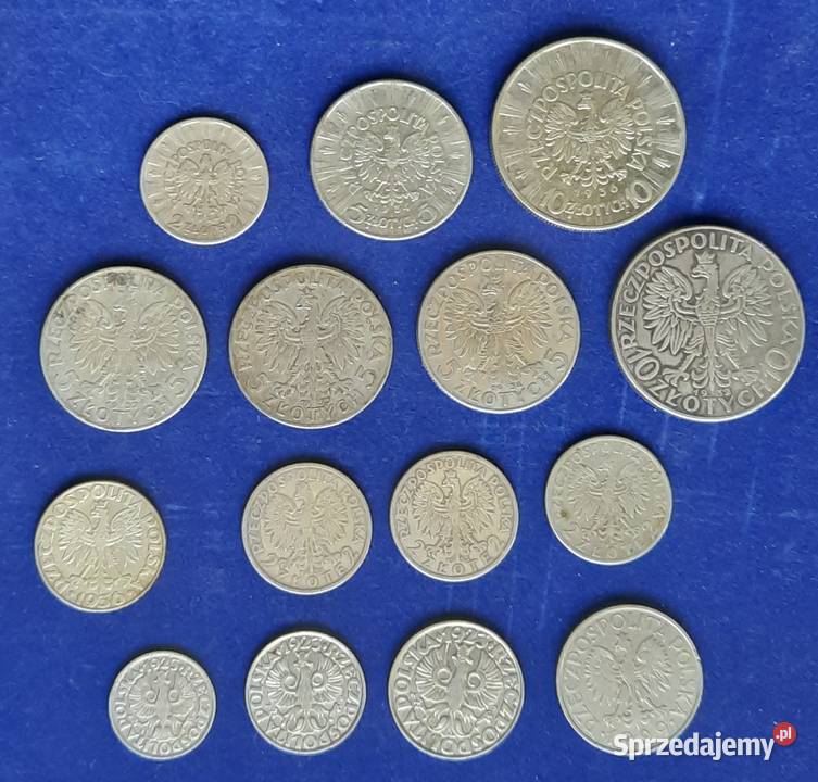 Zestaw Monet II RP Przedwojennych 15 sztuk Numizmatyka Gliwice