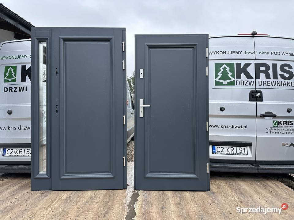 Drzwi zewnętrzne RĘKI DREWNIANE CZYSTE POWIETRZE Grzybno