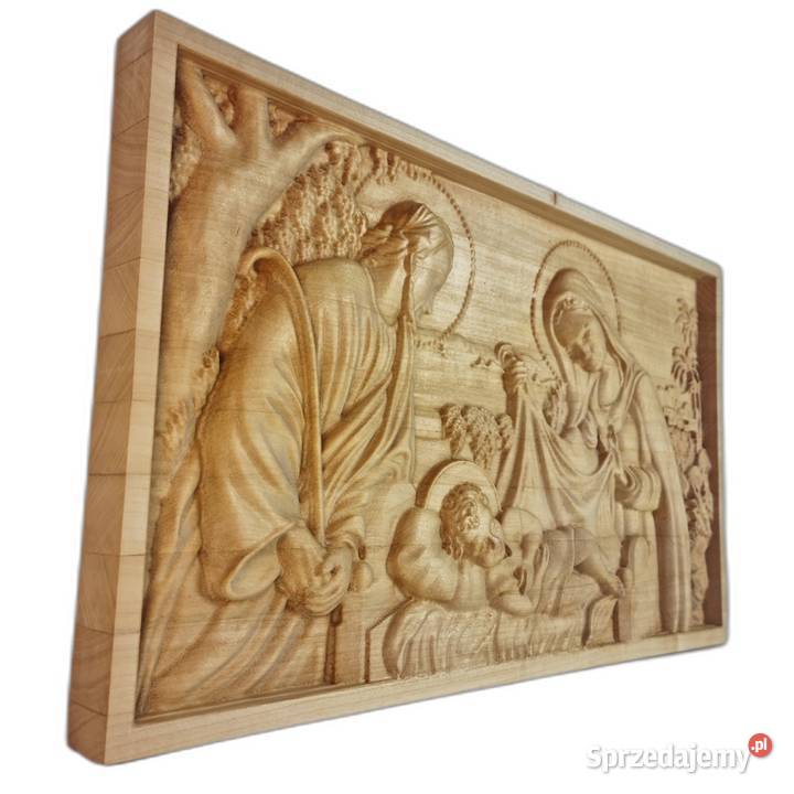 Drewniana płaskorzeźba Narodzenie Pańskie Święta zachodniopomorskie Malechowo