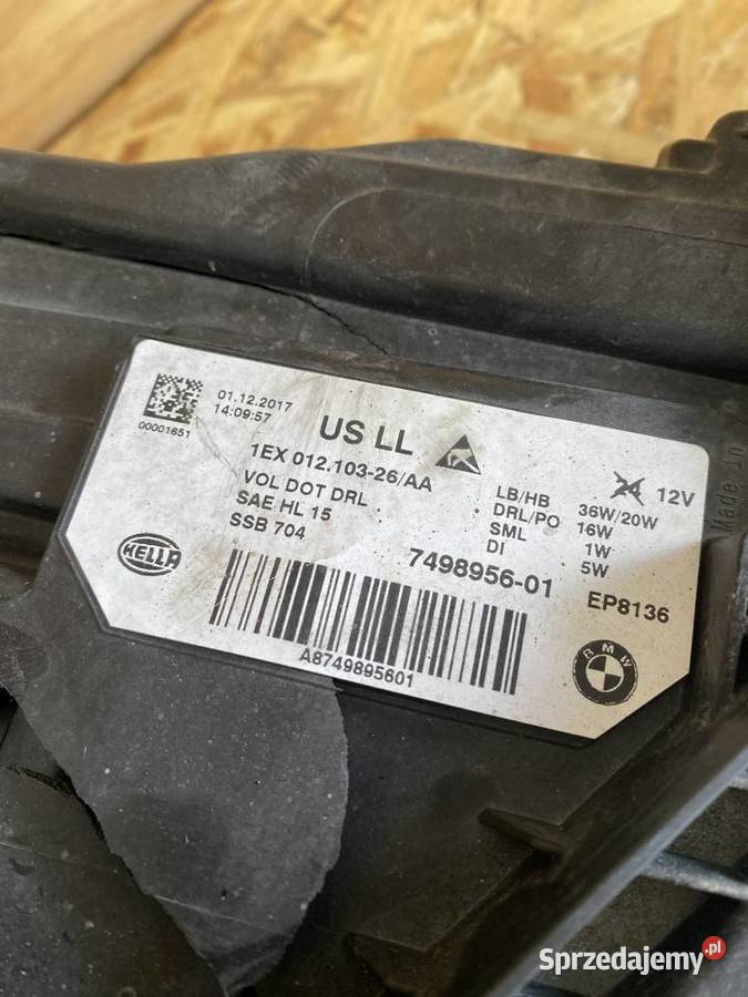 Lampa prawa bmw f30 full adaptive led kanada Lampy przednie Olkusz