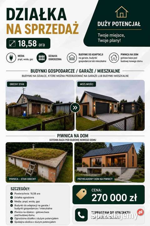 Działka budowlana 1856 ara Wyżnianka-Kolonia