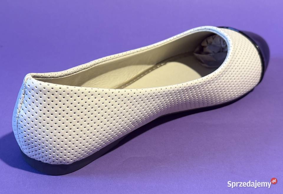 Beżowe baleriny połysk rozmiar 39 BAL9 skóra ekologiczna Żyrardów