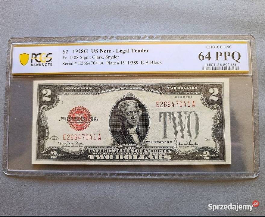 USA 2 Dolary 1928 r Chicago PCGS 64 PPQ RZADKI Węgorzewo