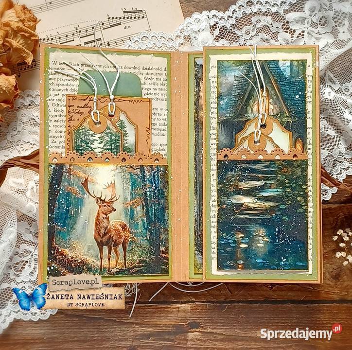 Kartka hand made mini albumik urodziny Mszana Dolna