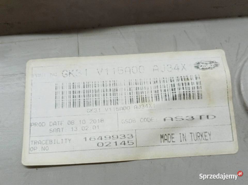 PODSUFITKA PÓŁKA GÓRNA MK8 BK31V115A00AP1A02 osobowe Części samochodowe