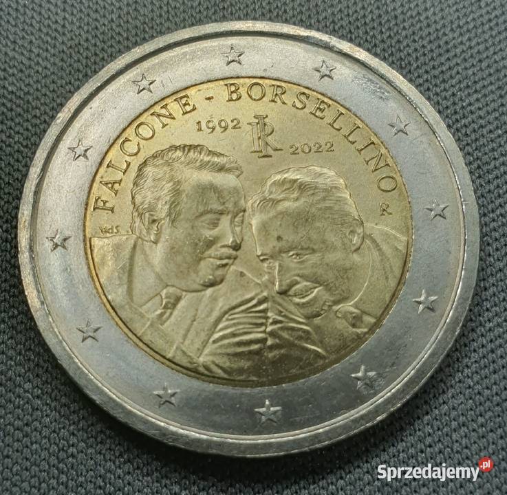 2 euro 2020 Włochy sędziowie Falcone Numizmatyka Wałbrzych