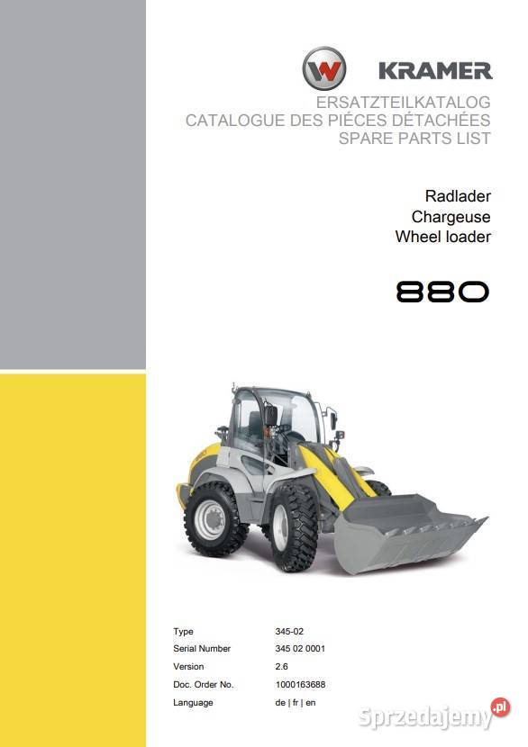 Katalog części ładowarka kołowa Kramer seria Miastko