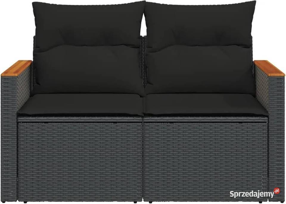 Sofa ogrodowa z poduszkami 2osobowa czarna Wschowa