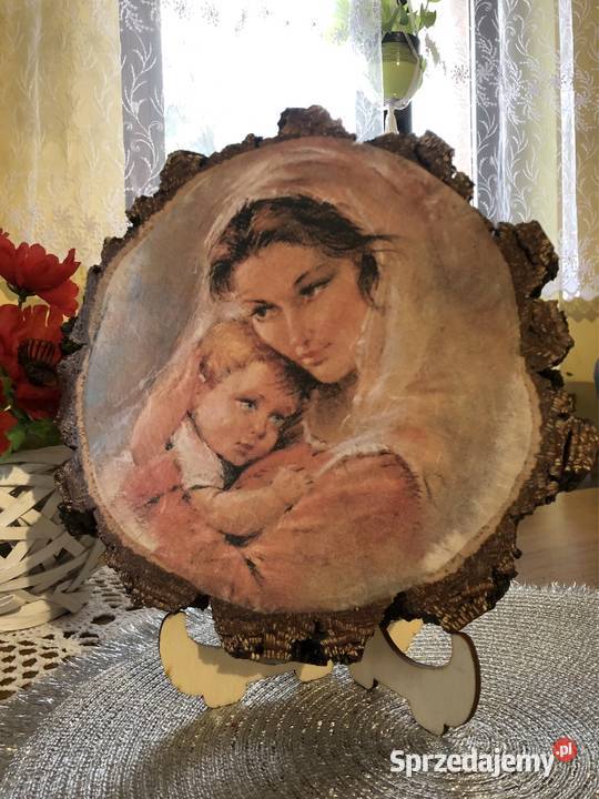 Obraz na drewnie Maryja z dzieciątkiem Dekoracje i ozdoby Strzyżów sprzedam