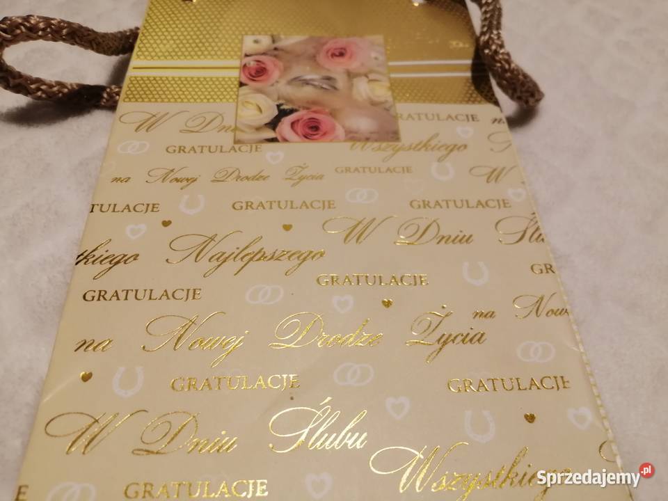 Torebka na prezent butelkę wino ślub życzenia Czeladź
