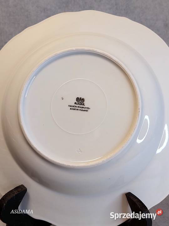 Carl Tielsch Talerz głęboki Złocenia Reliefy Porcelana i szkło Dobrzany sprzedam
