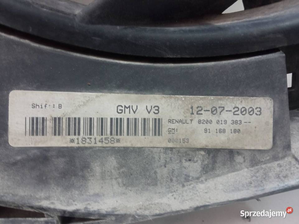 WENTYLATOR CHŁODNICY 25 DCI VIVARO A 8200019383 Rok produkcji 2003