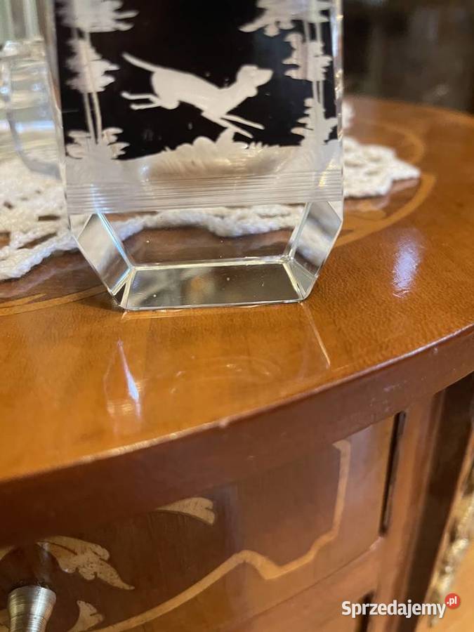 Karafka z kieliszkami z kryształu Rękodzieło Jelenia Góra