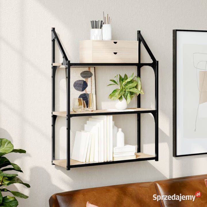 Regał ścienny z 3 półkami dąb sonoma 60x21x785 Półki Warszawa