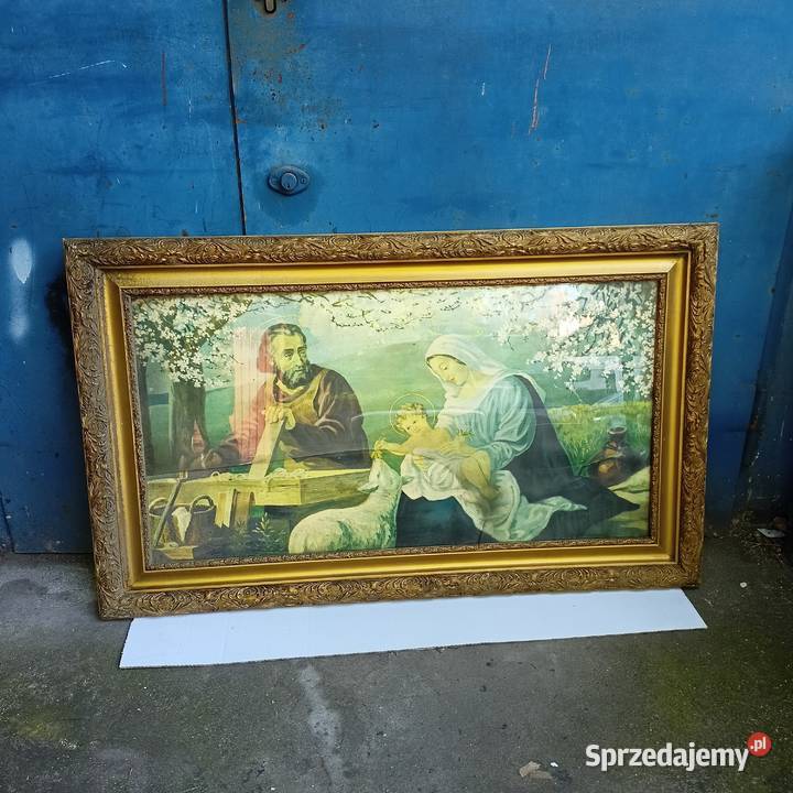 Obraz w Drewnianiej Ramie Stary Obraz Świeta śląskie Zabrze