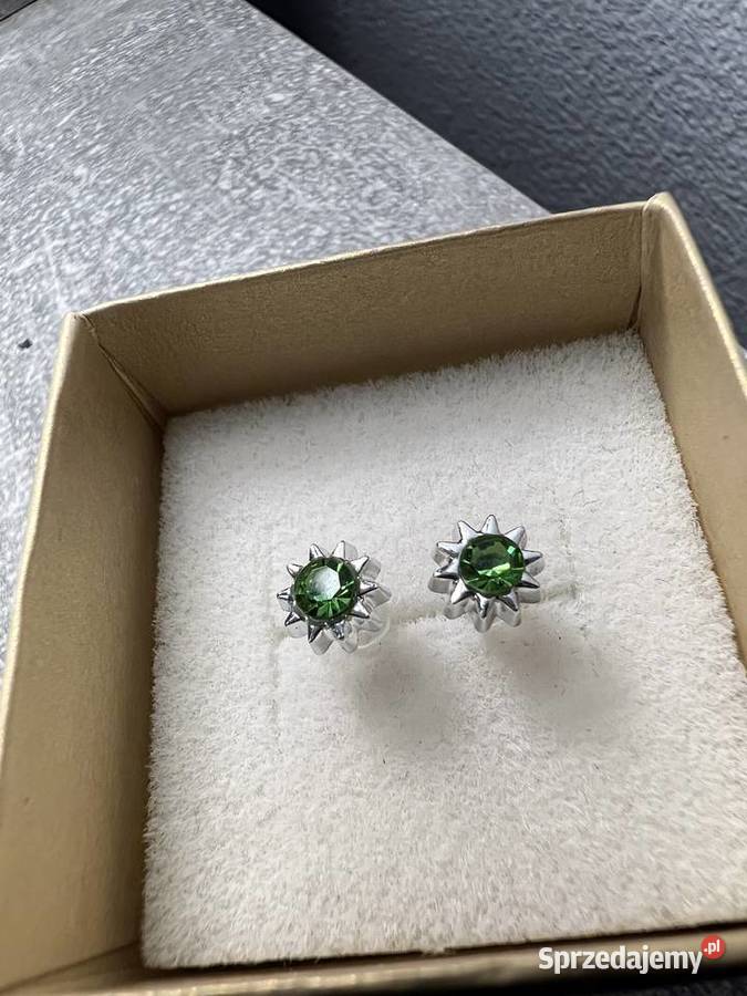 Kolczyki srebrne z zielonym diamentem podkarpackie Jasło