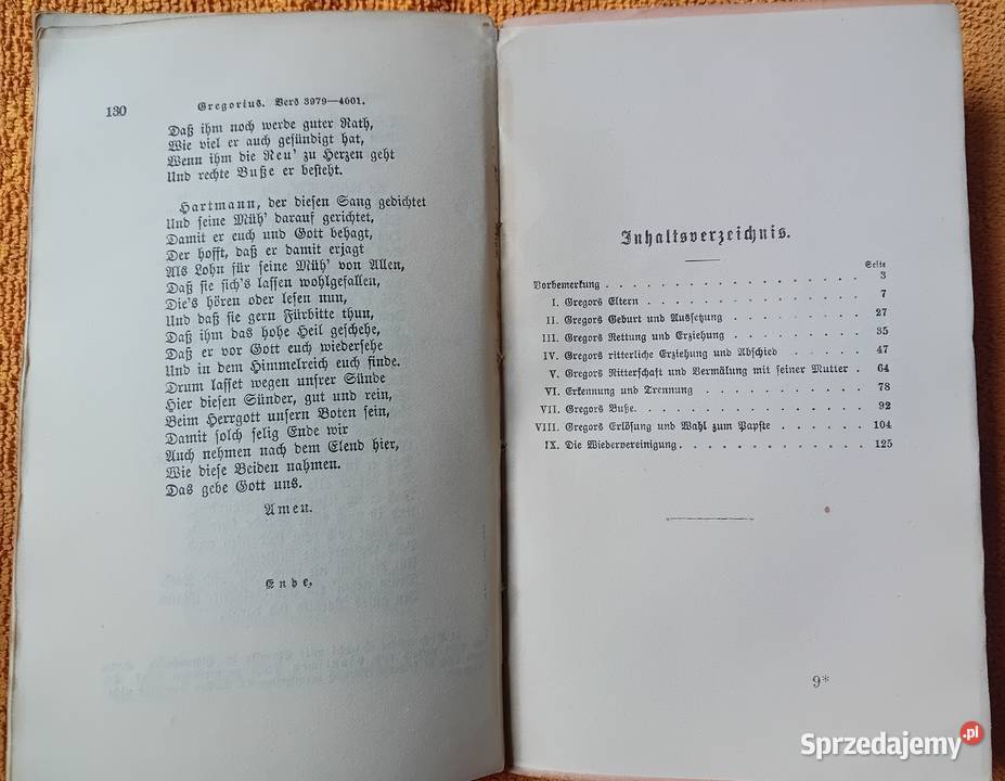 Hartmann von Aue Gregorius Oder der gute Suender Antykwariat Koźminek