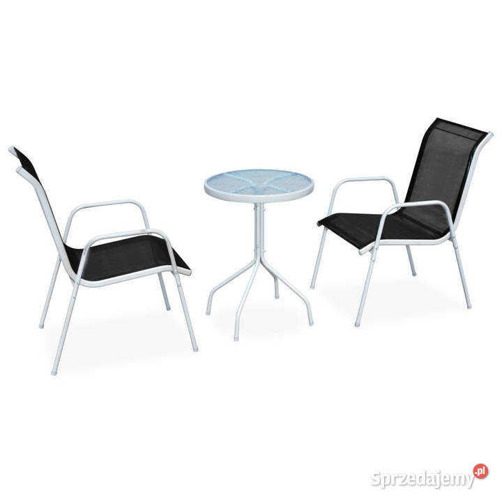 3cz zestaw mebli bistro stal czarny WM43314 Zestawy mebli ogrodowych
