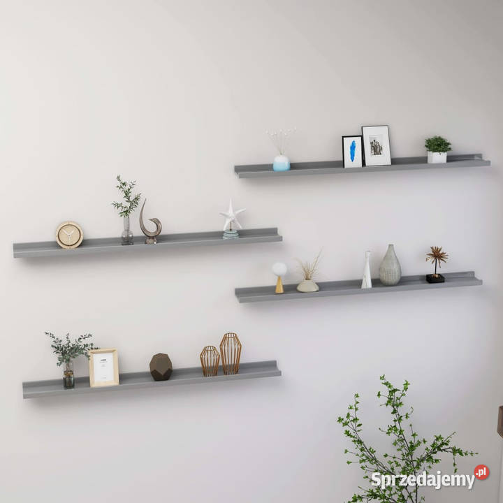 Półki ścienne 4 szare 100x9x3 WM326677