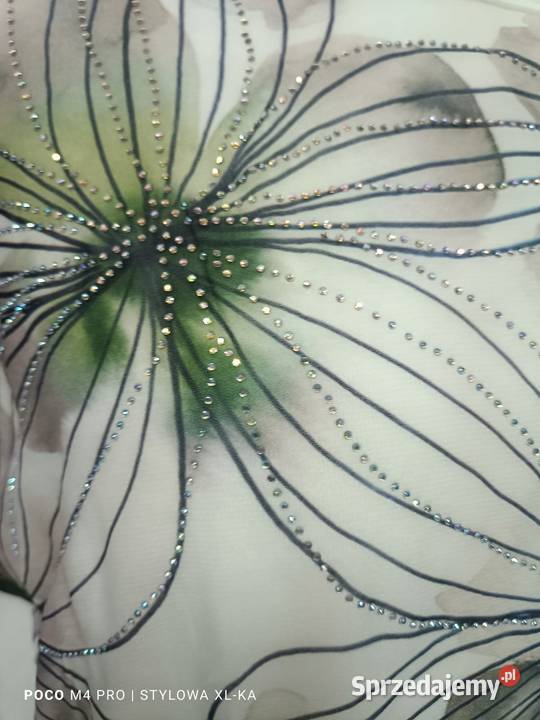 Piękna Bluzka damska dzianinowa z szyfonem Wieluń