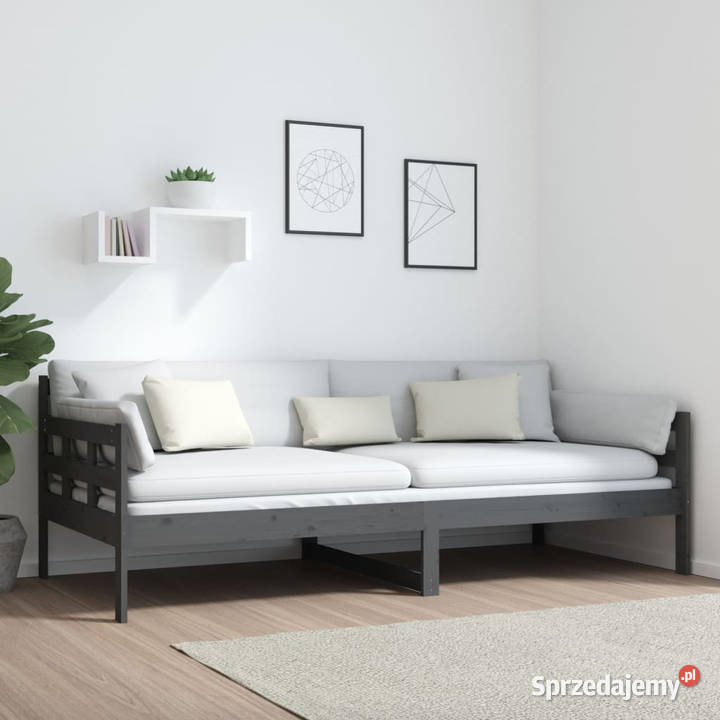 Łóżko dzienne szare lite drewno sosnowe 90x200 Warszawa