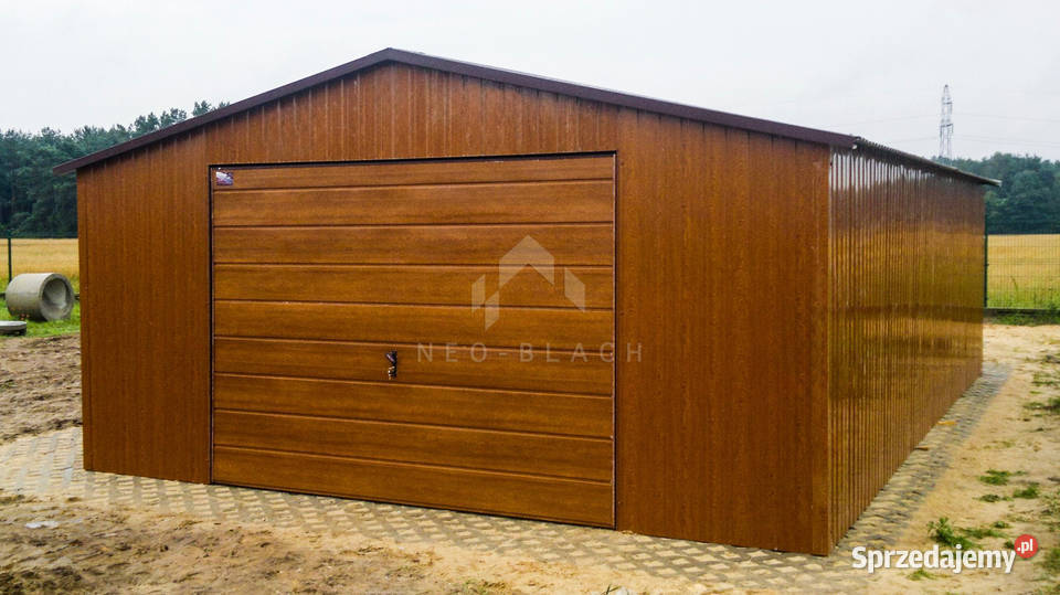 Garaż Blaszany 6x8m Brama Uchylna drzwi Złoty blacha Dąbrowa Górnicza