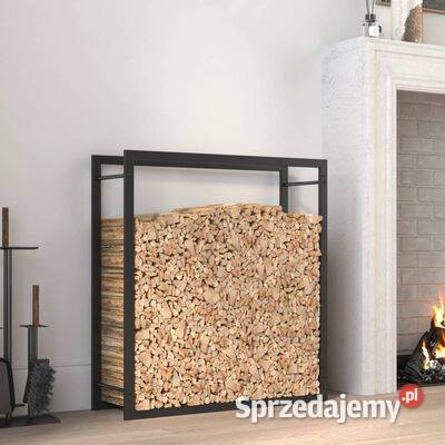 vidaXL Stojak na drewno matowy czarny 80x28x86 Warszawa