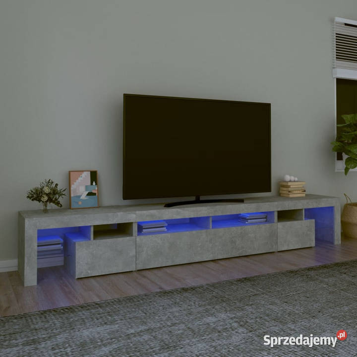 Szafka pod TV z oświetleniem LED szarość betonu