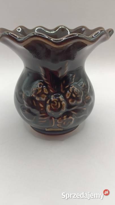Brązowy wazon ceramiczny Sweden Zamość