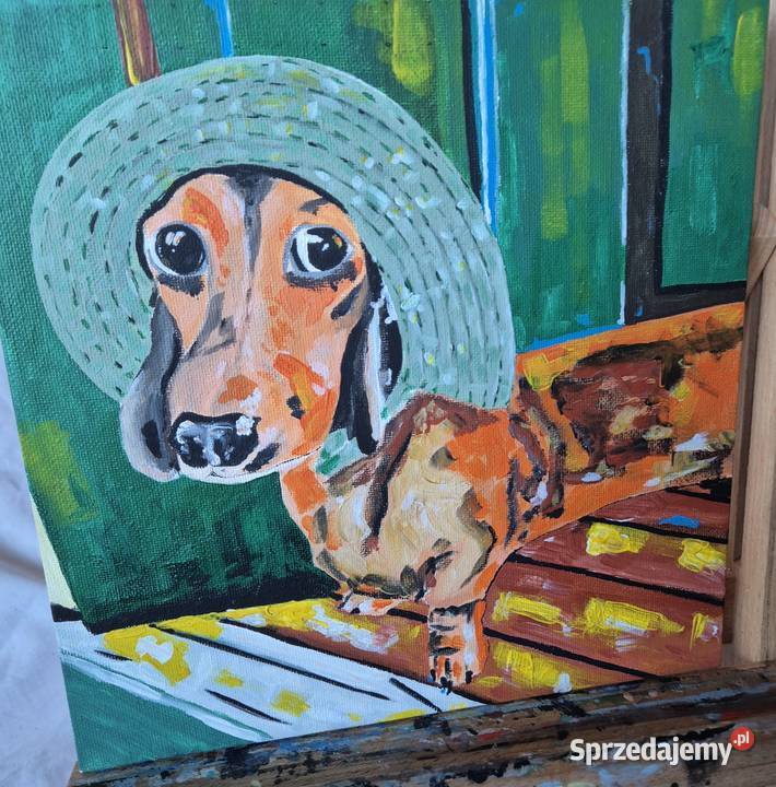 Jamniki jamnik obraz na płótnie artysty malarza Brzesko
