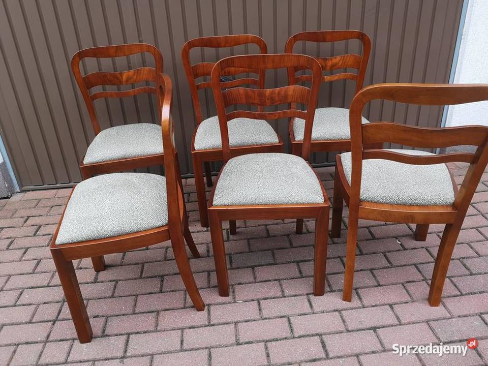 Krzesła ARTDECO OrzechBuk Stare Antyk Komplet 6 Meble Swarzędz