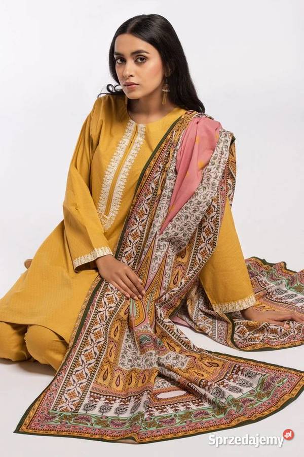 Duża chusta szal dupatta różowa bawełna kolorowy