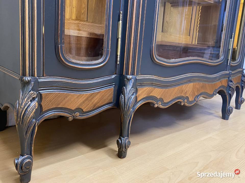 BIBLIOTEKA 3drzwiowa witryna antracyt Louis XV 168cm Poznań