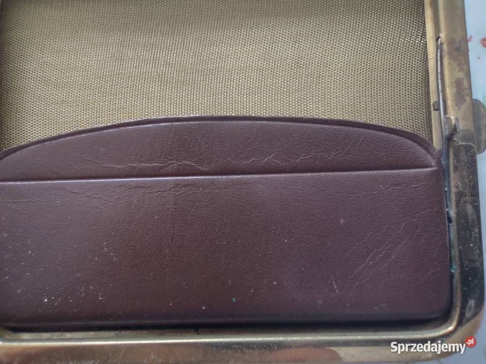 Stara francuska papierośnica skóra mosiądz Art Pozostałe Gniezno sprzedam