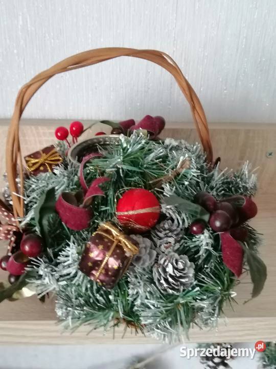 Stroik świąteczny w koszyku Dekoracja z świecą Katowice