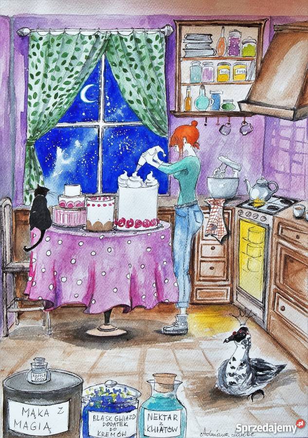 SŁODKIE KRÓLESTWO KUCHNI akwarela artystki A Katowice