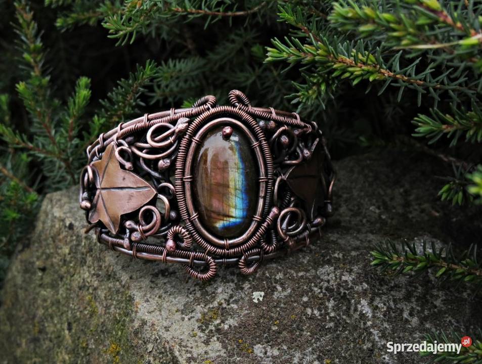 Unikatowa bransoleta rękodzieło labradoryt Wieliczka