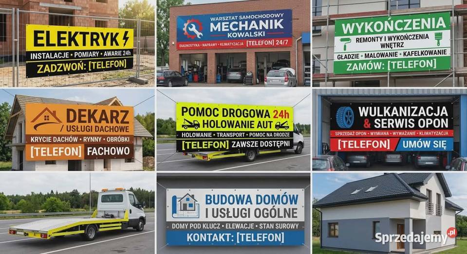 Baner reklamowy BUDOWLANKI i MECHANIKI Gotowy w