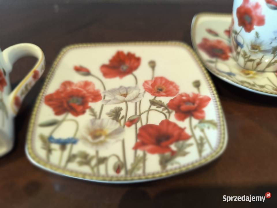 Piękny zestaw porcelany do kawy espresso Porcelana i szkło Łódź sprzedam