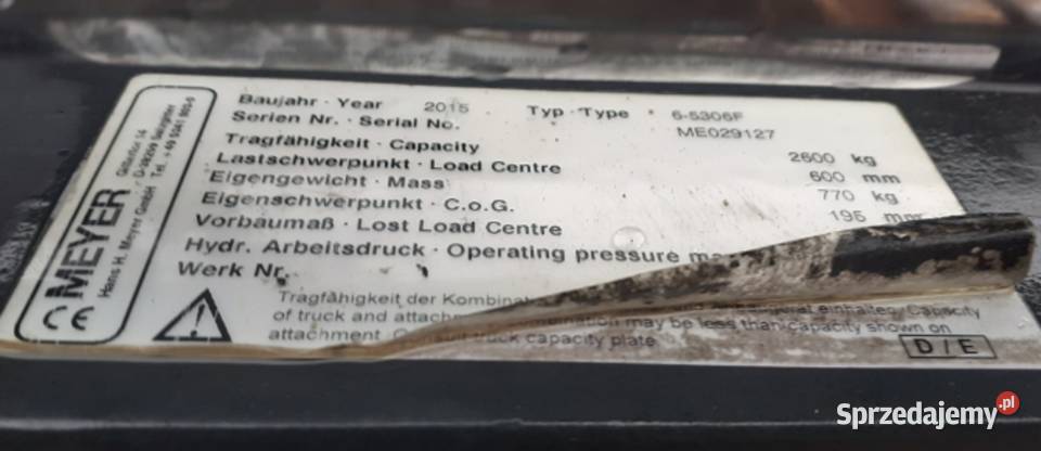 Pozycjoner Meyer potrójny 6 wideł 2015 3 klasa warmińsko-mazurskie Dywity