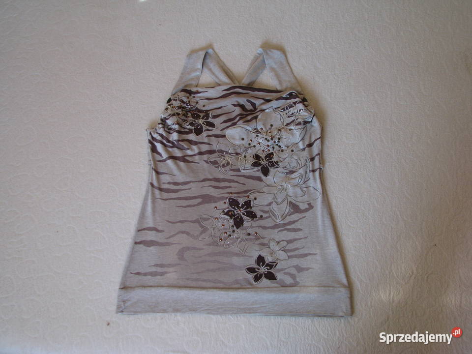 Elegancka koszulka bluzka na szelkach M cekinki Brzegi