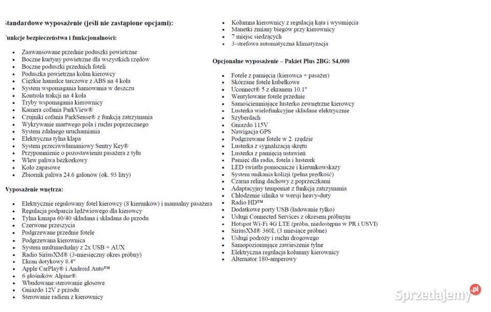 Sprzedam Dodge Durango 36 GT PLUS 9500 przebieg czujnik zmierzchu łódzkie Smardzewice sprzedam