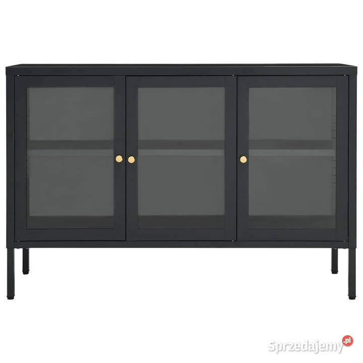 Szafka boczna antracytowa 105x35x70 stal i szkło Pozostałe Warszawa