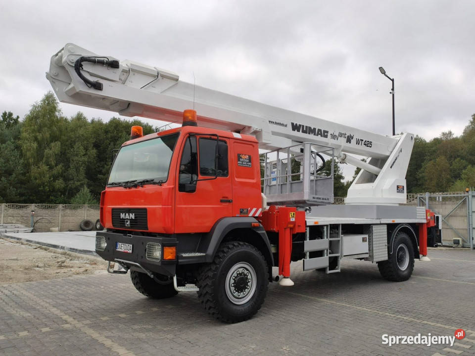 MAN 18284 4x4 Zwyżka WUMAG WT 425 Podnośnik pierwszy właściciel świętokrzyskie Widełki