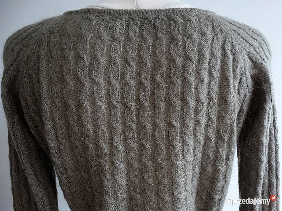 Sweter Zara Wełniany Moherowy Kopertowy Wiązany Łomża