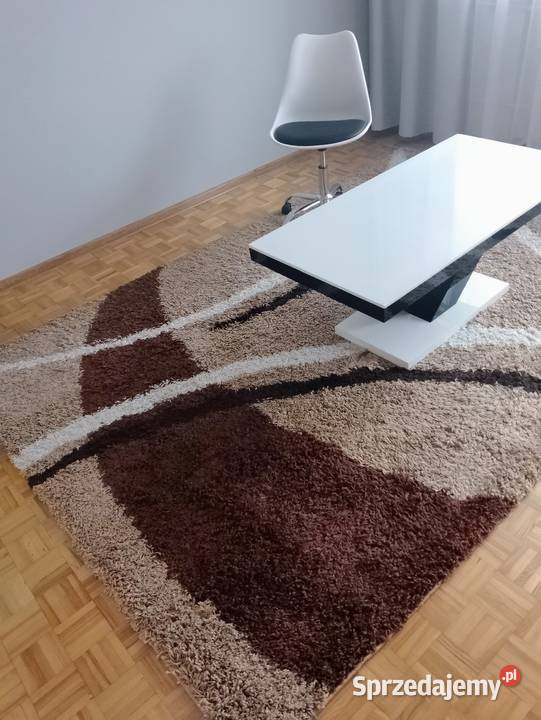 NOWOCZESNY przepiękny dywan Shaggy brąz beż biel 5cm Łapy