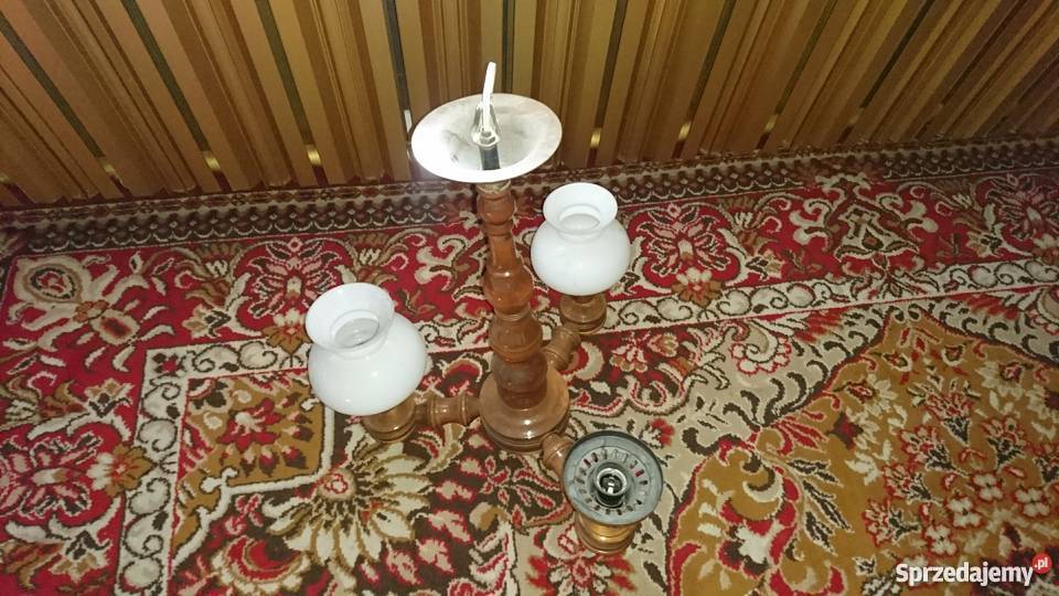 Lampa drewno plus mosiądz i miedź Wyposażenie wnętrz