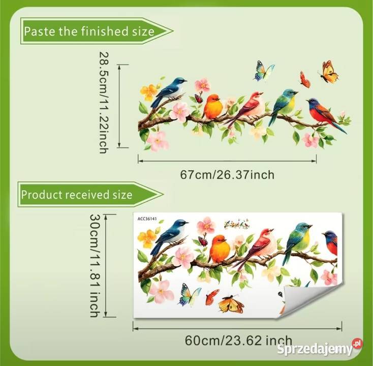 Dwustronna naklejka na szybę z ptakami mazowieckie Ząbki