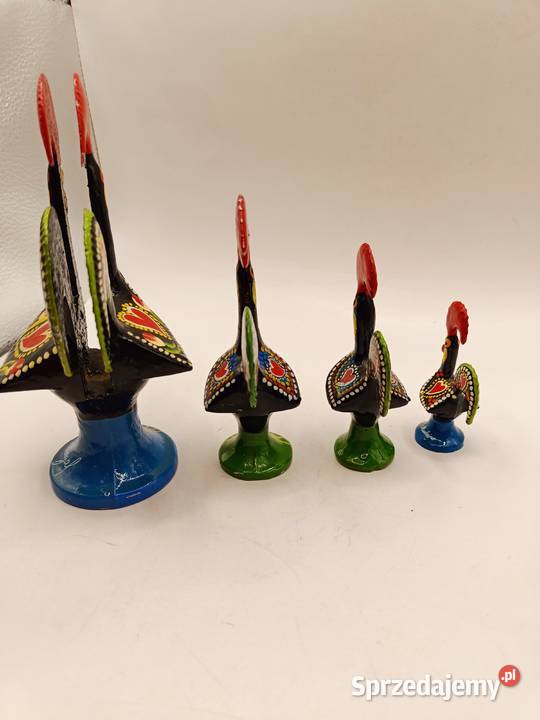 Zestaw czterech metalowych kogutów ptaków Zamość