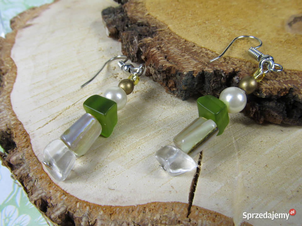 Naszyjnik kolczyki zestaw kamienie masa perłowa Katowice